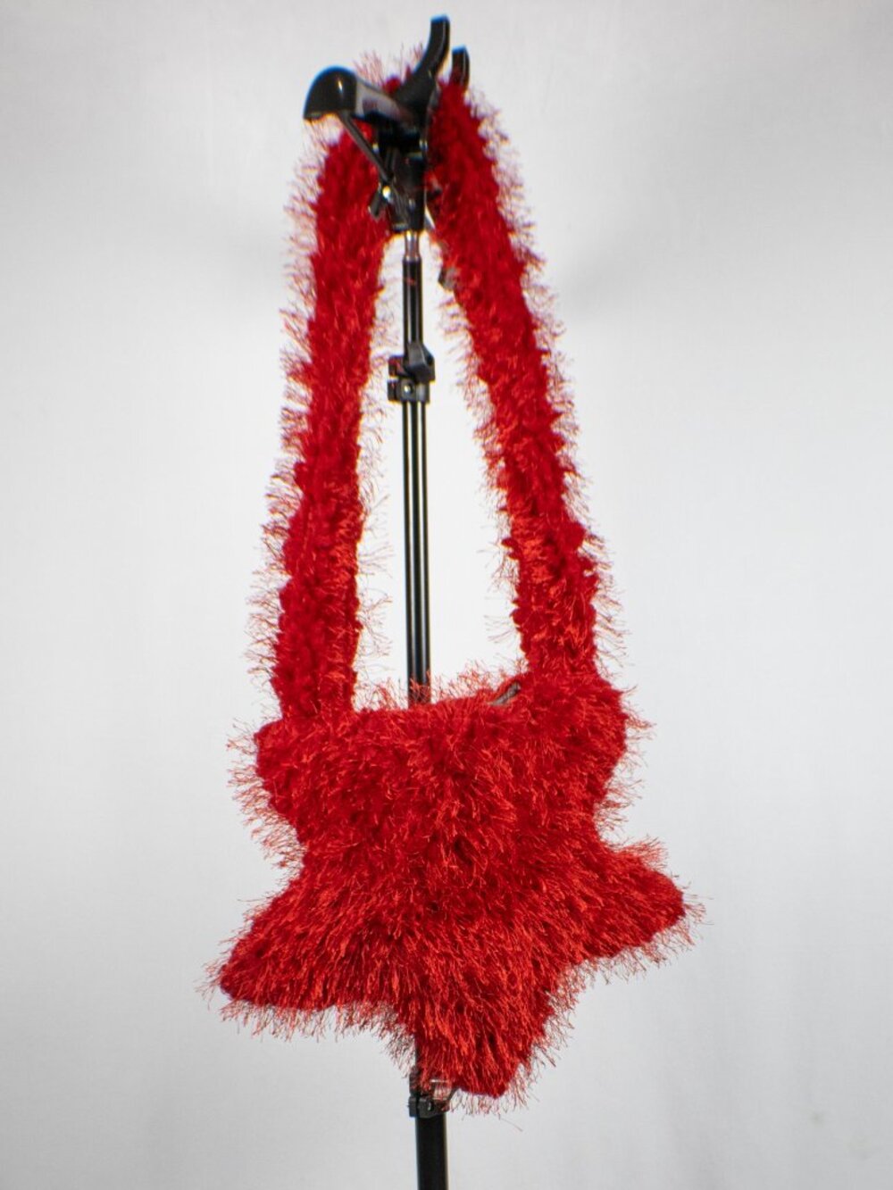 Y2K Red Fuzzy Star Crossbody Bag Shaggy Plush Novelty Shoulder Purse